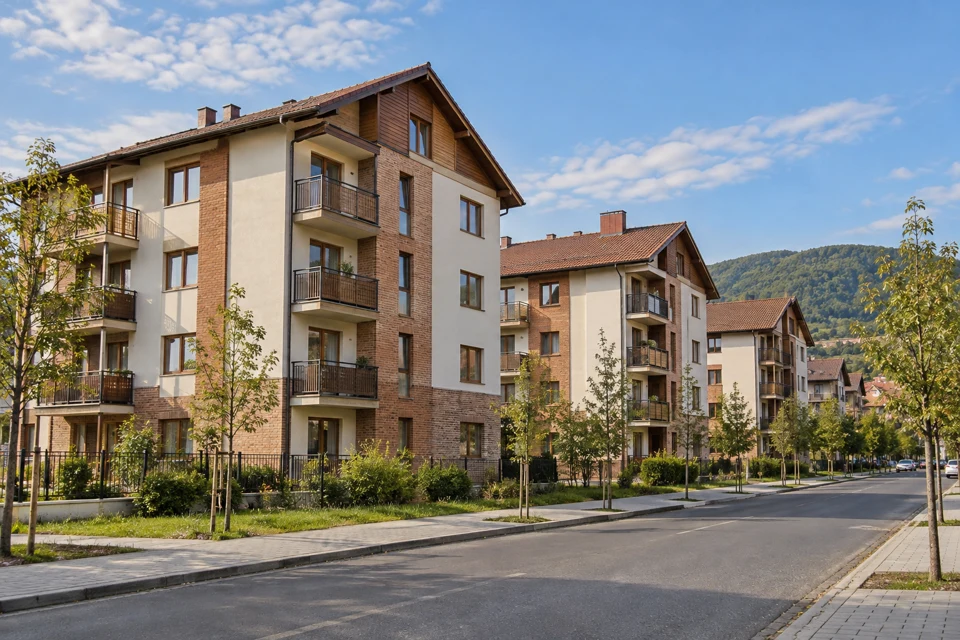 Imagine conceptuală: cu materiale naturale și acoperiș înclinat