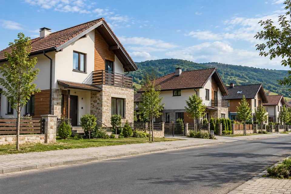 Imagine conceptuală: cu materiale naturale și acoperiș înclinat
